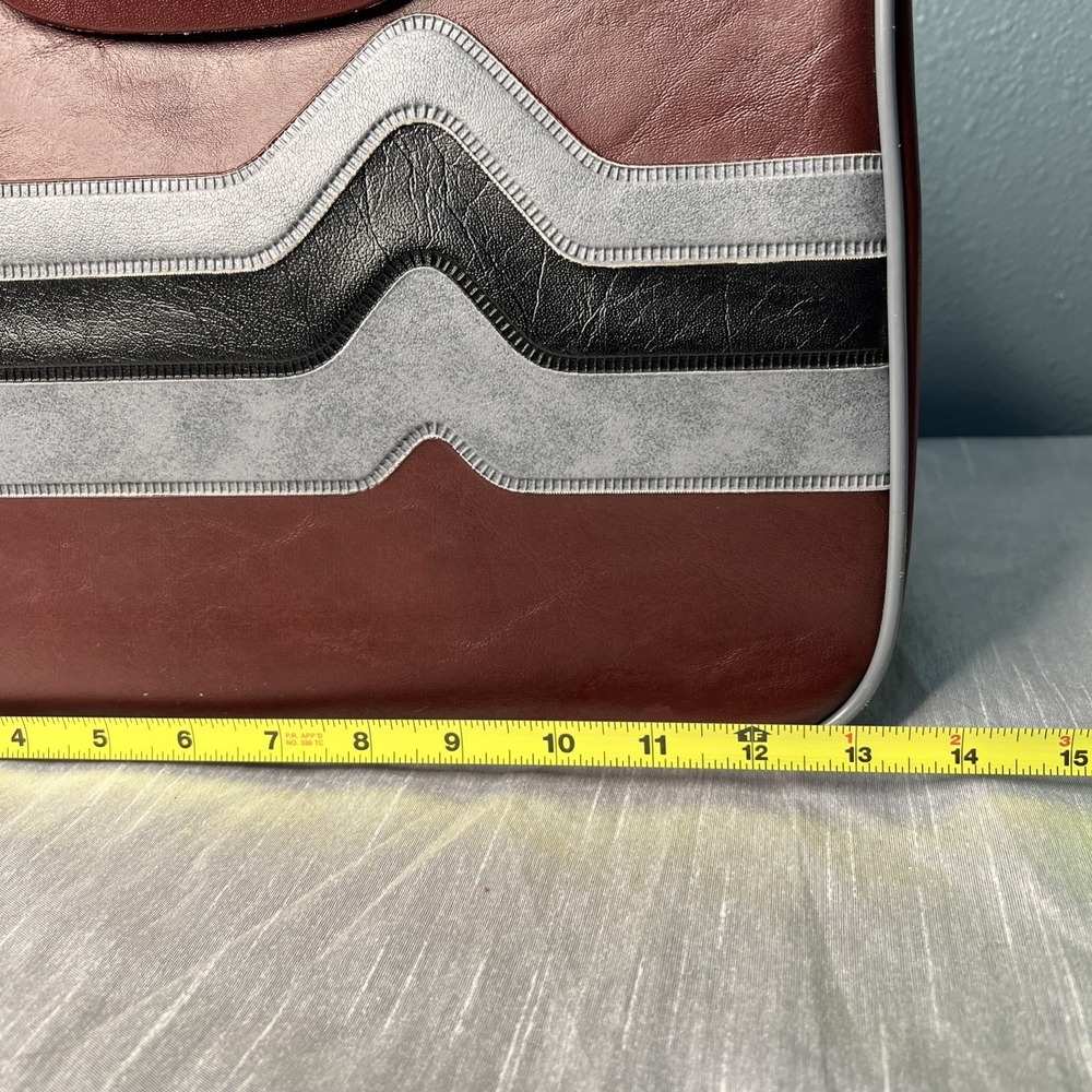Vintage 70s Don Carter Single Bowling Ball Bag: Marble Red Black Grey Wave - Picture 2 of 11